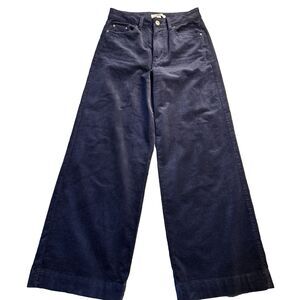 M & S  Navy wide leg corduroy pants Short 28W x 28L